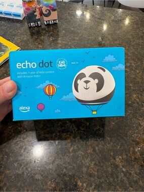 Amazon Echo Dot Kids Edition - Bright Blue Panda Design